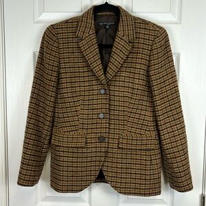 Brooks Brothers brown plaid wool button down blazer sz 6p